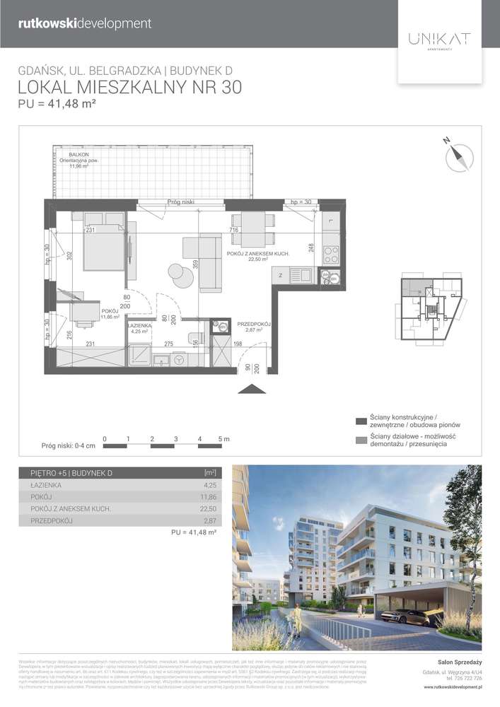 2-pokojowe mieszkanie 41m2 + balkon Bezpośrednio - Pełny obrazek: 2/7