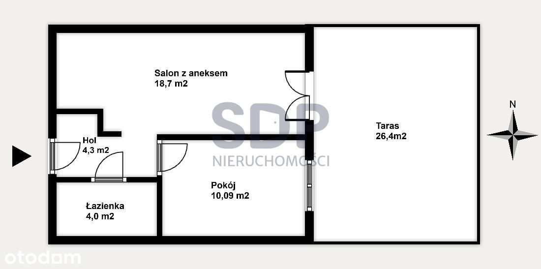 2 Pokoje|37,90m2|taras| okna na wschód