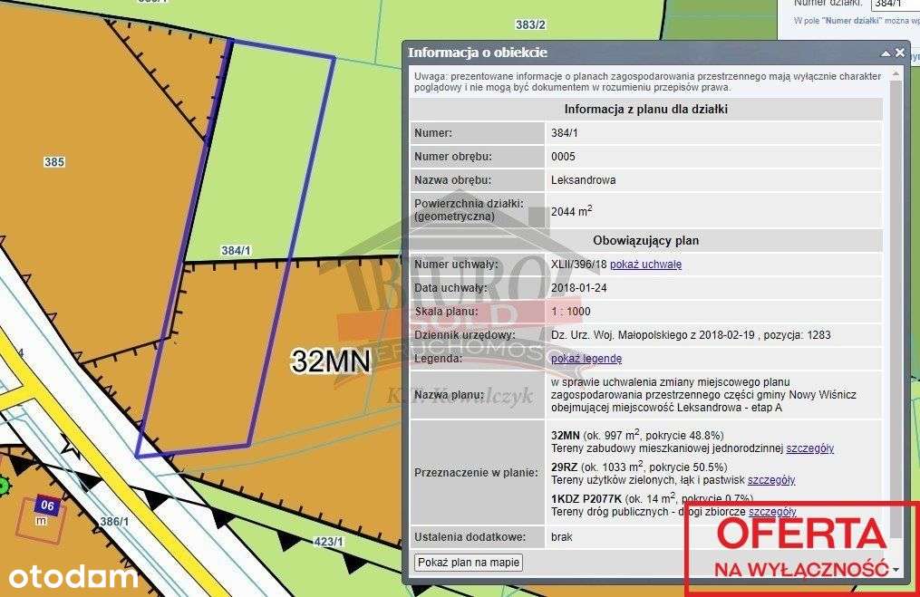 Leksandrowa, piękna działka budowlana 20,47 a-1
