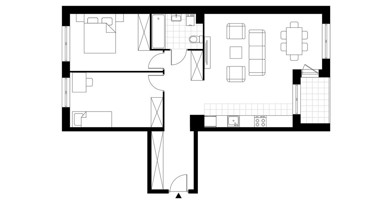 3-pokojowe mieszkanie 75m2 + loggia - Pełny obrazek: 3/8