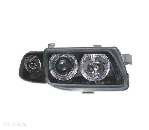 FARÓIS FRONTAIS ANGEL EYES PARA OPEL ASTRA F FUNDO PRETO H1-H7 - 4