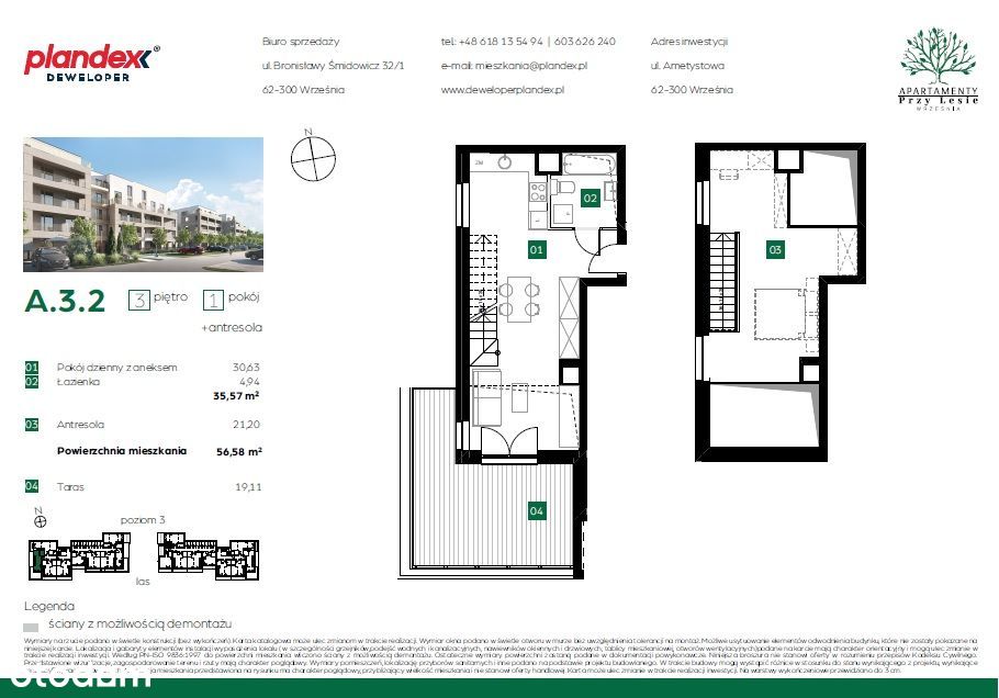 Apartamenty przy lesie - 2 pokojowe, z antresolą.