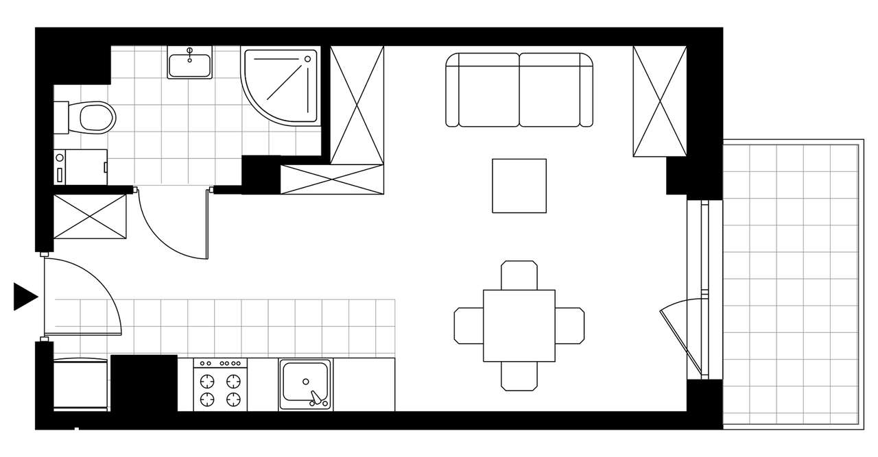 1-pokojowy apartament inwestycyjny 26m2 + balkon - Pełny obrazek: 3/8
