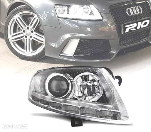 FARÓIS PARA AUDI A6 C6 04-08 XENON LUZ DIURNA LED DRL CROMADOS - 1