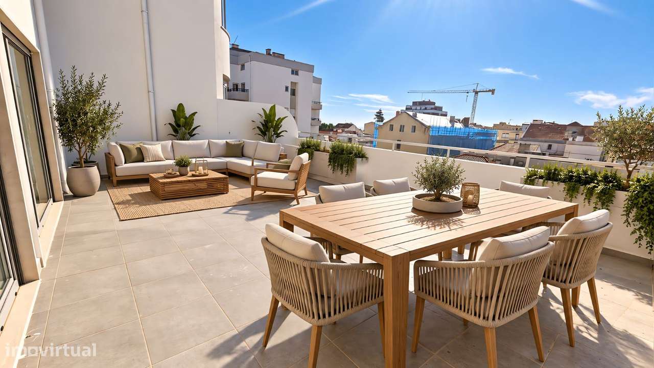 Apartamento T2 com parqueamenti e terraço. Vistas de mar-5