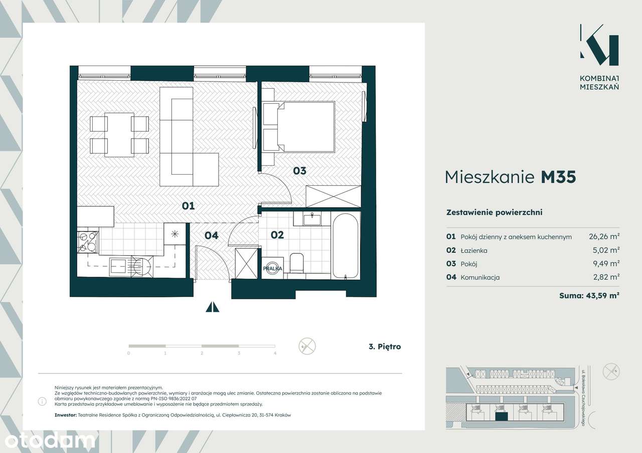 2-pokojowe mieszkanie 43m2 Bezpośrednio - Pełny obrazek: 2/7