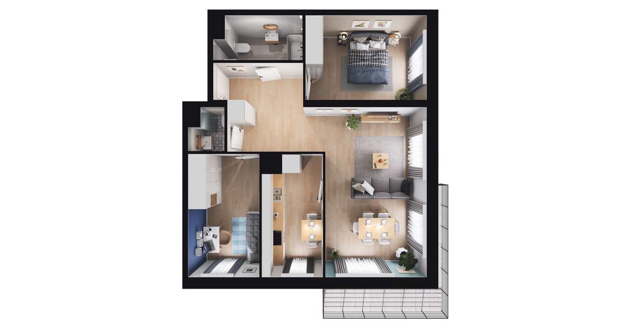 3-pokojowe mieszkanie 66m2 + balkon Bezpośrednio - Pełny obrazek: 2/8