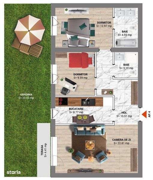 Apartament 3 camere, nou, gradina+ parcare, Greenfield, sector 1