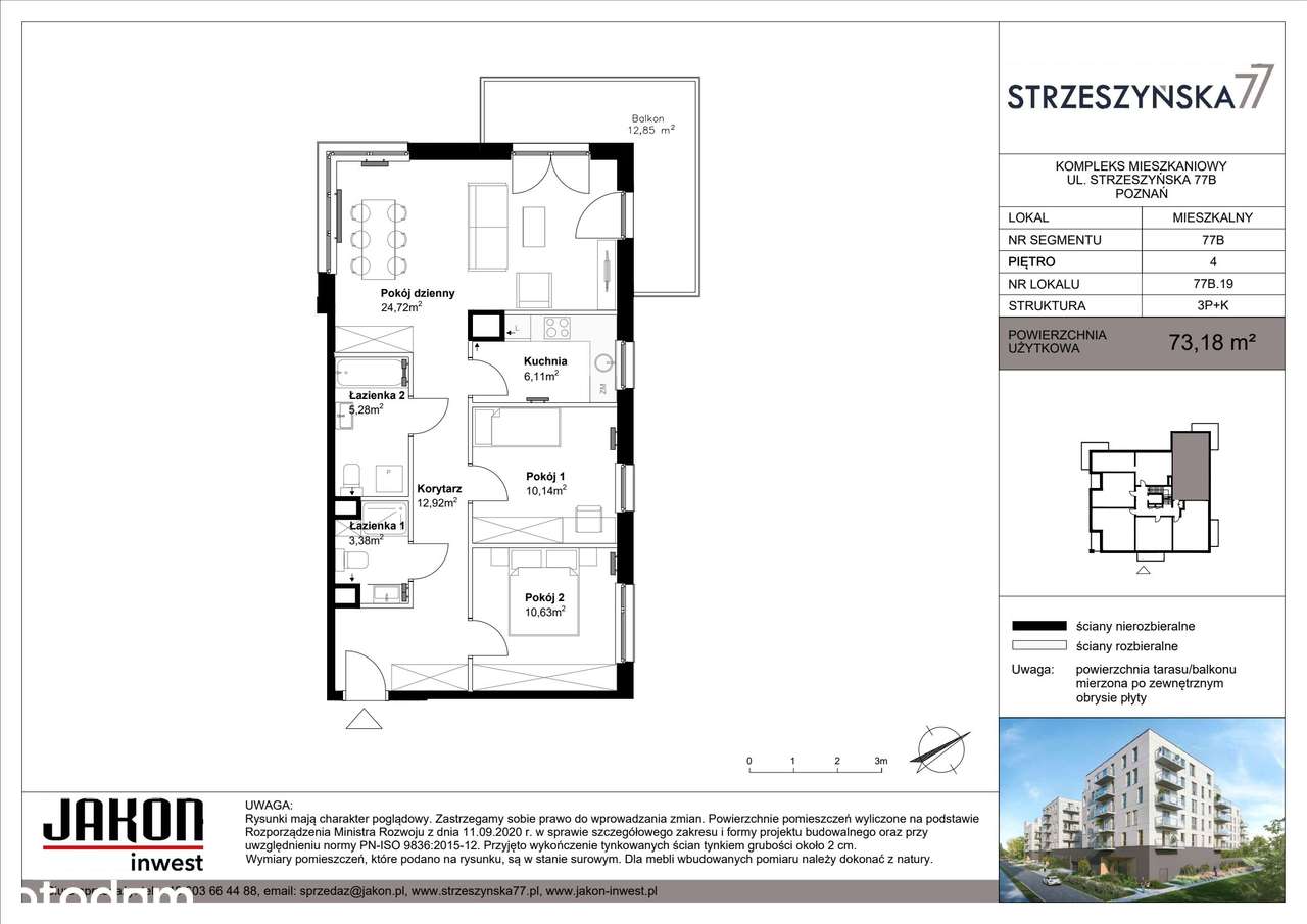 3-pokojowe mieszkanie 73m2 + balkon Bez Prowizji - Pełny obrazek: 2/7