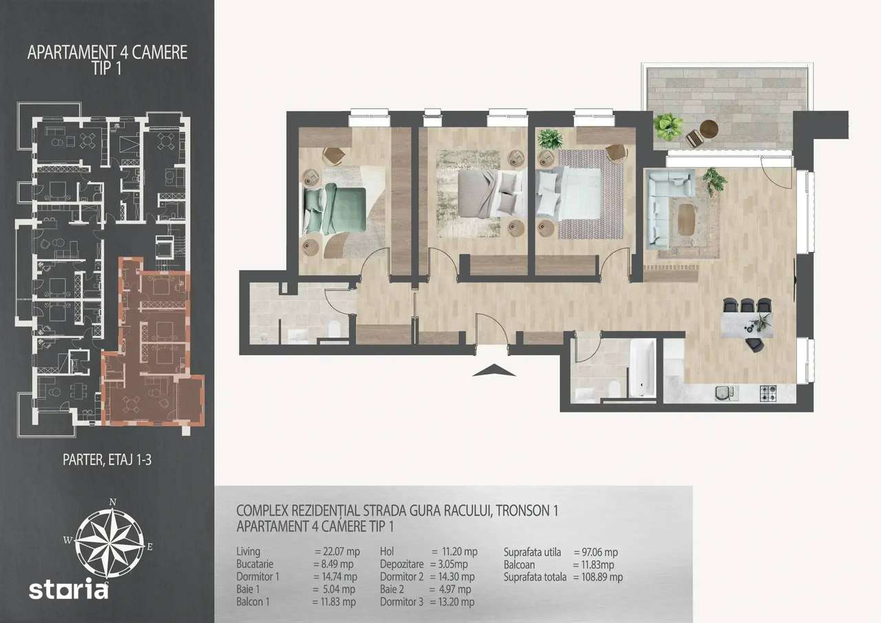 Bloc Nou Pallady 4 Camere Decomandat 6 Minute Metrou - Imagine principală: 2/5