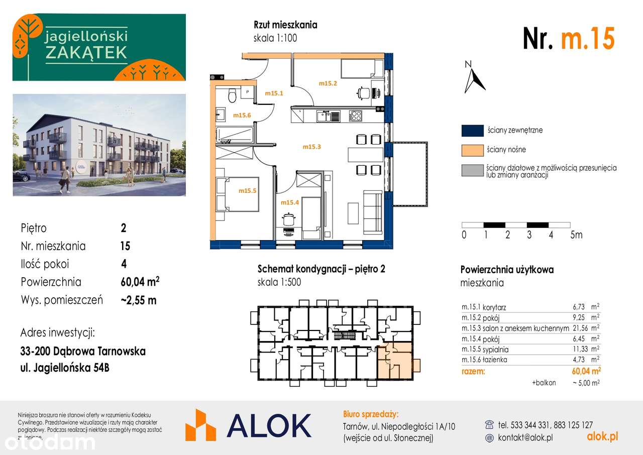 Nowe mieszkanie 4-pokojowe, 60.04 m², Dąbrowa Tarnowska, już odbiór - Pełny obrazek: 2/10