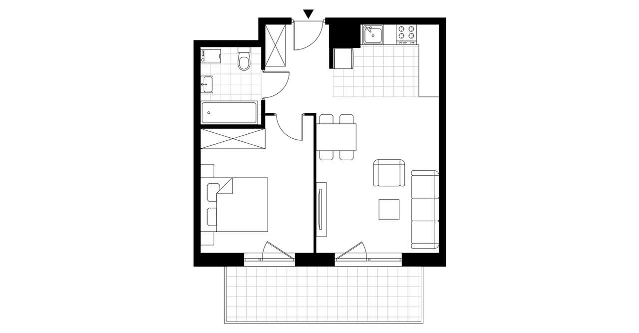2-pokojowe mieszkanie 45m2 + balkon Bezpośrednio - Pełny obrazek: 3/8