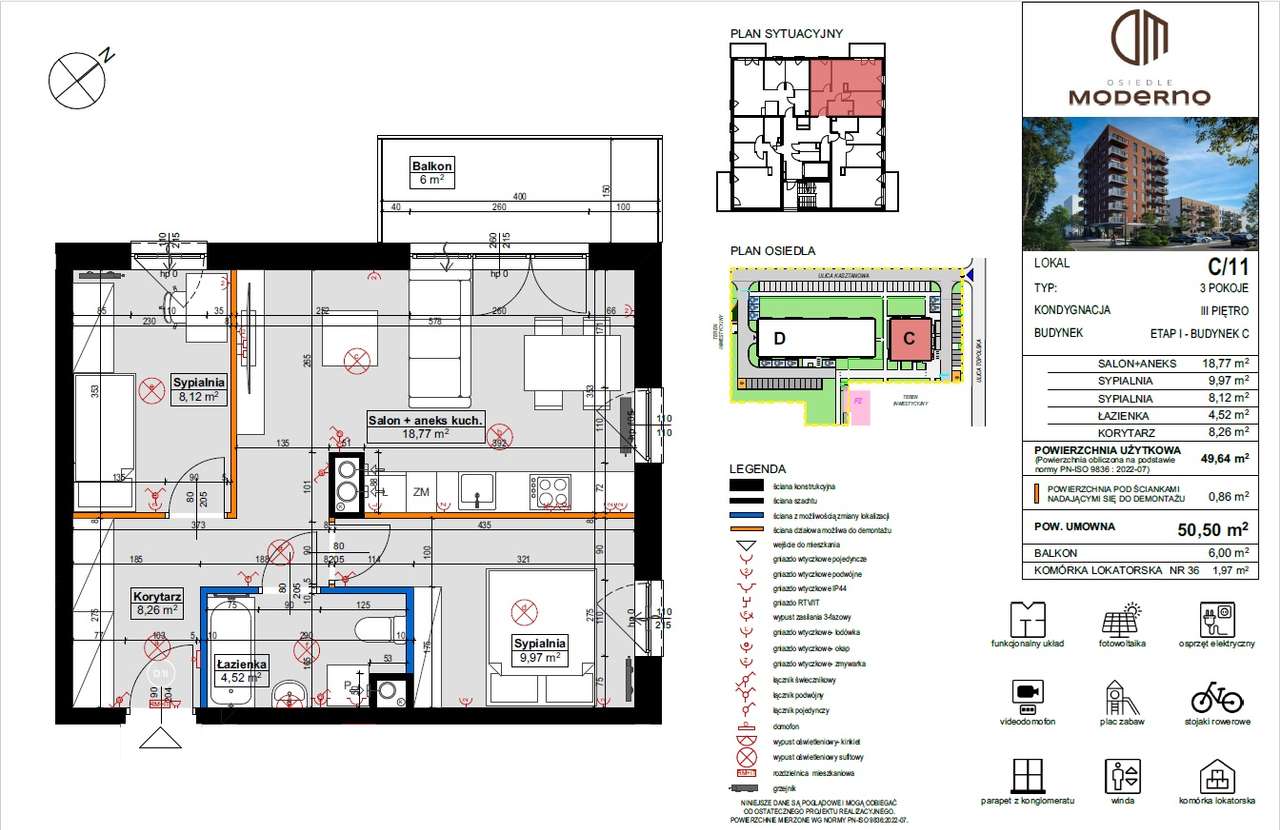 Mieszkanie 3 - pokojowe / Miejsce parkingowe gratis / Odbiór w Grudniu-1