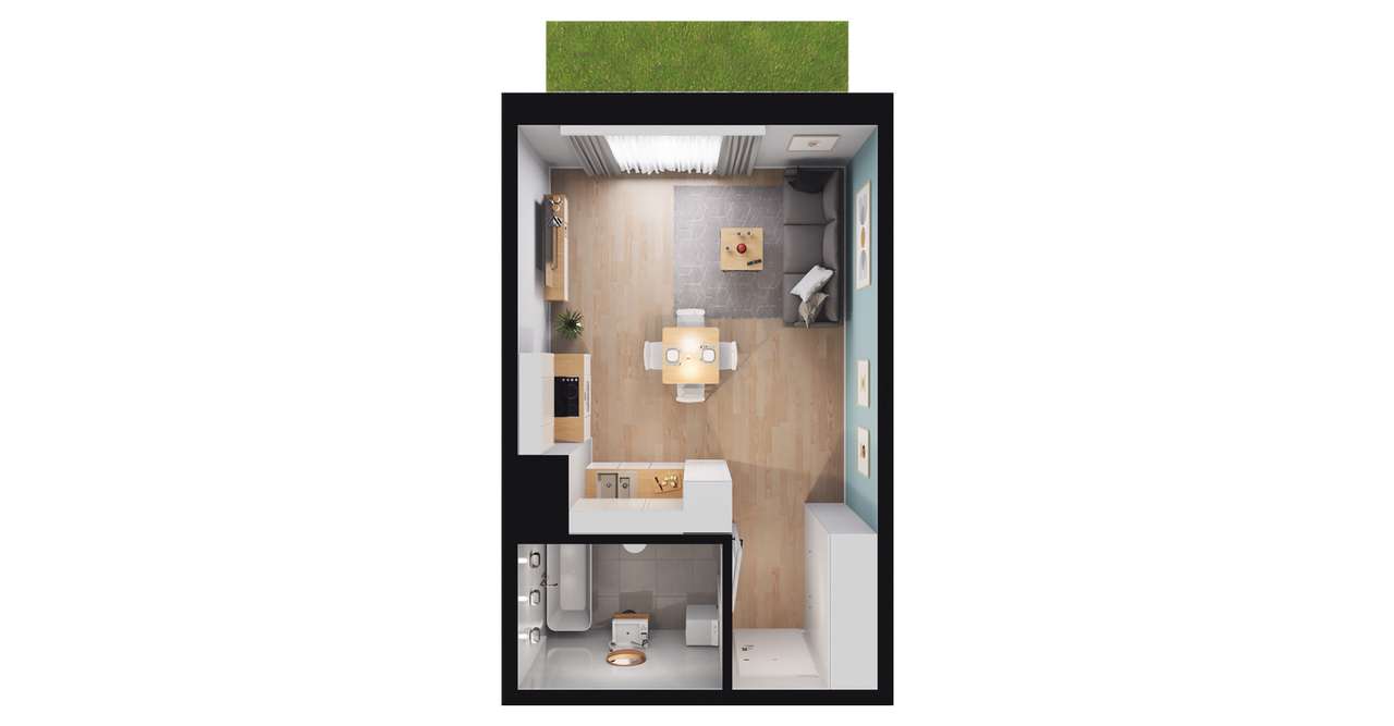 1-pokojowe mieszkanie 29m2 + ogródek - Pełny obrazek: 2/8