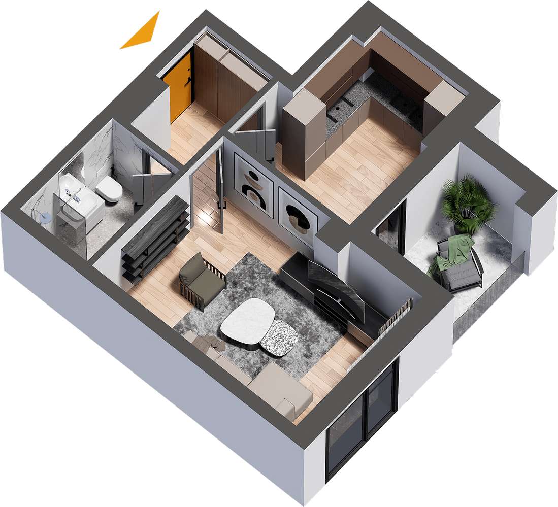 APARTAMENT 1 CAMERA 72.777 EURO + TVA  DIRECT LA DEZVOLTATOR - Imagine principală: 1/8