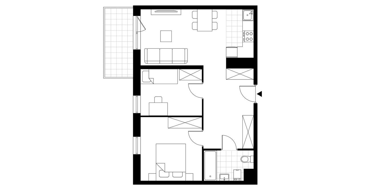 3-pokojowe mieszkanie 55m2 + balkon - Pełny obrazek: 3/8
