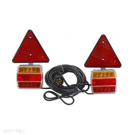 Set lampi stop, LED, semnalizare, cu magnet si triunghi - 4