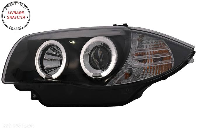 Faruri Angel Eyes BMW Seria 1 E81 E82 E87 E88 (2004-2011) Negru- livrare gratuita - 2