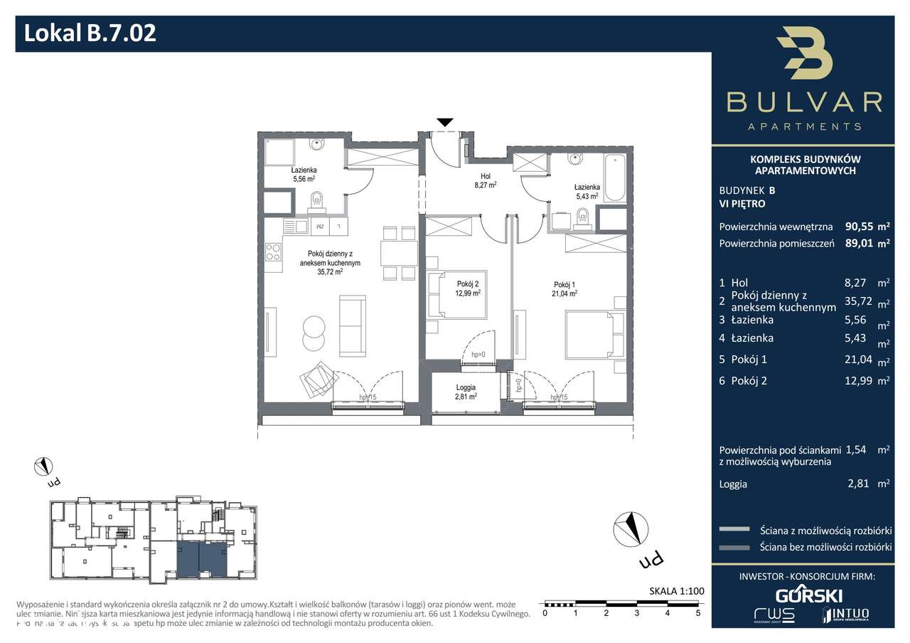 Bulvar Apartments | mieszkanie 3-pok. | B.7.02 - Pełny obrazek: 2/9