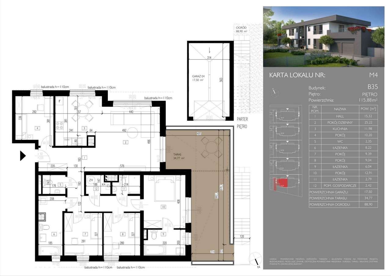 5-pokojowe mieszkanie 115m2 + 2 tarasy - Pełny obrazek: 2/7