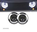 CONUNTO DE FARÓIS PARA JEEP WRANGLER TJ LJ JK 96-18 ANGEL EYES PRETOS - 1