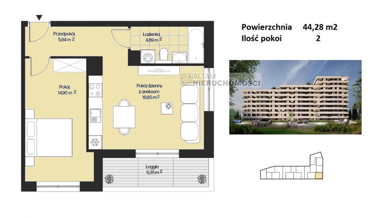 2pok 44m2 balkon|park|tramwaj|Mistrzejowice|0%