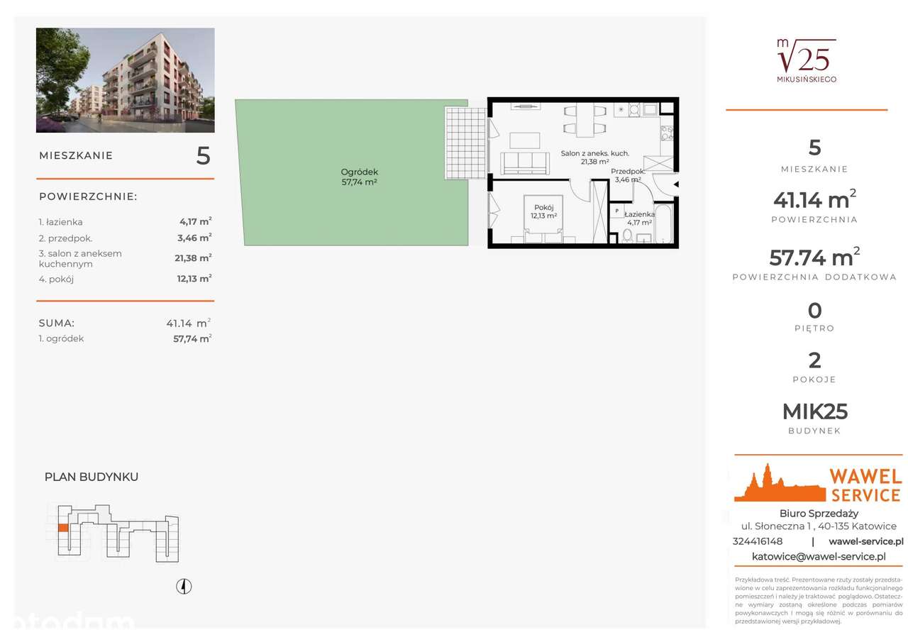2-pokojowe mieszkanie 41m2 + ogródek Bez Prowizji - Pełny obrazek: 2/9