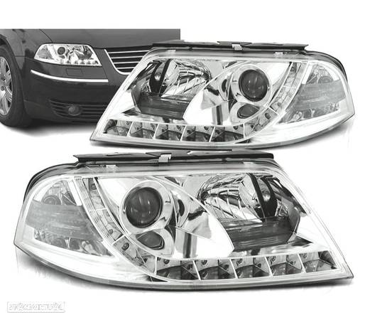 FARÓIS FRENTE LUZ DIURNA PARA VOLKSWAGEN VW LED VOLKSWAGEN VW PASSAT 3BG 00-05. FUNDO CROMADO - 1