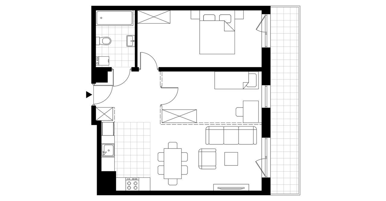 3-pokojowe mieszkanie 57m2 + balkon - Pełny obrazek: 3/8