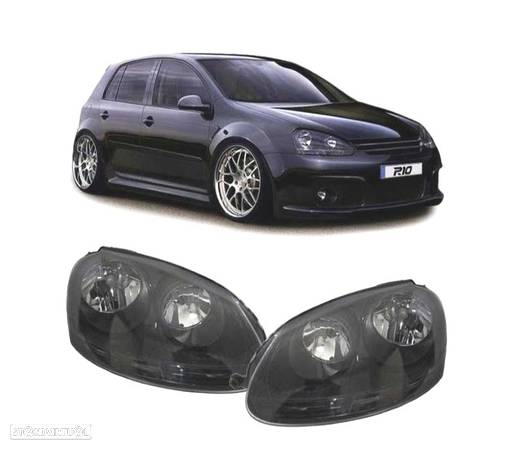 FARÓIS PARA VOLKSWAGEN VW GOLF 5 MK V 03-08 JETTA 05-10 FUNDO PRETO - 1