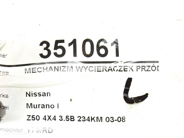 MECHANIZM WYCIERACZEK PRZÓD NISSAN MURANO I (Z50) 2002 - 2009 3.5 4x4 172 kW [234 KM] benzyna 2003 - 5