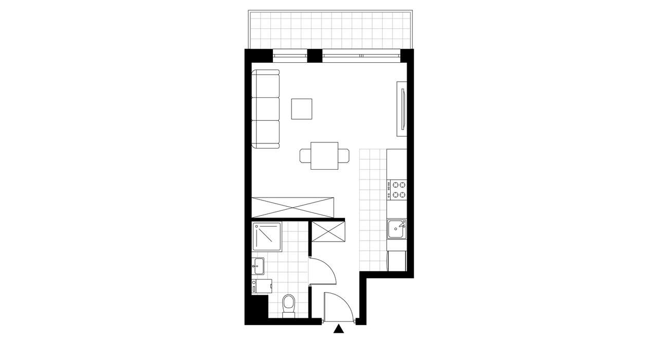 1-pokojowe mieszkanie 31m2 + loggia - Pełny obrazek: 4/9