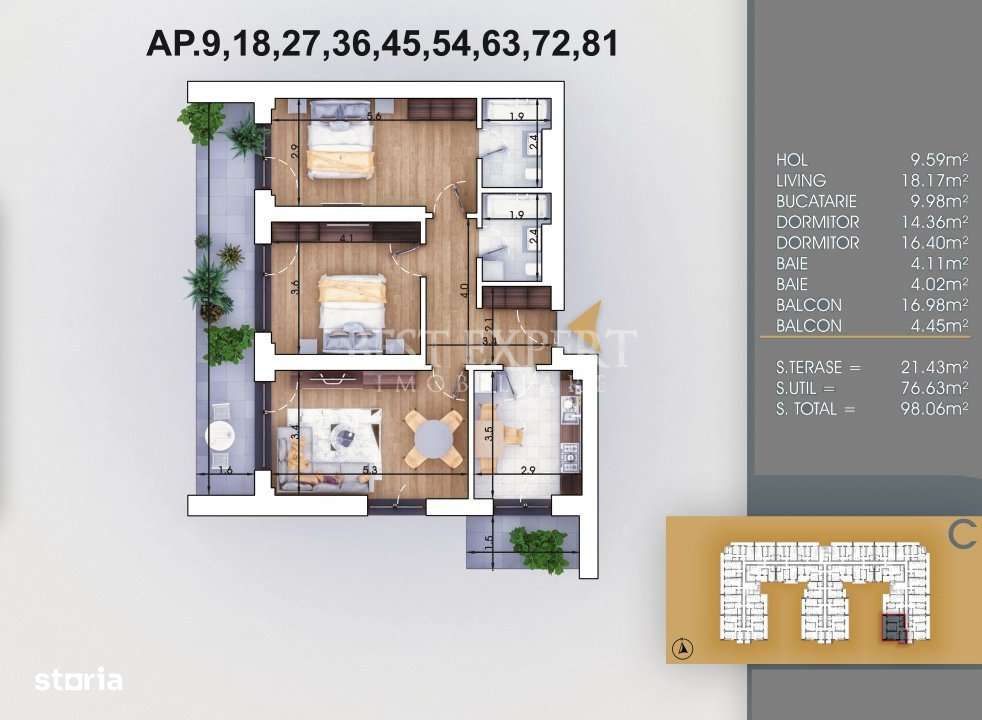 3 camere decomandate 5 min N.Teclu