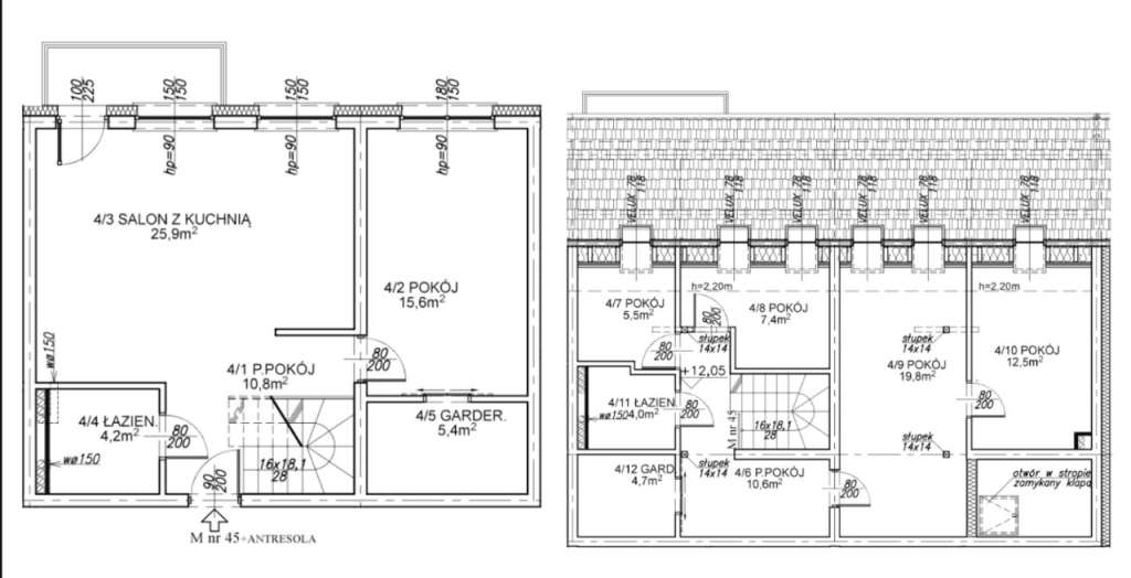Apartament M-45 pow. 126,4m2/schody w cenie/ dwa poziomy/ 6 pokoi/ - Pełny obrazek: 2/4