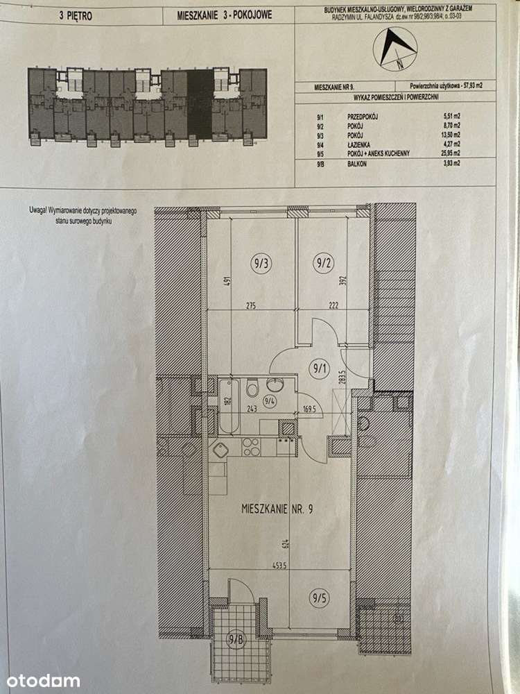 Ostatnie piętro | 57,93 m² | 3 pokoje | winda | ga-15