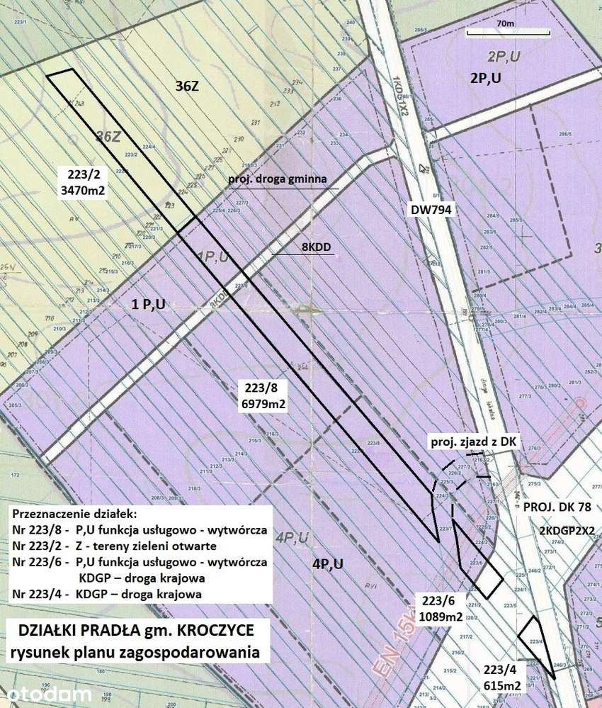 Działka drogowa 615m2 przy projektowanym wężle dr. krajowej DK78-11