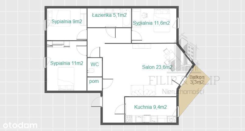 4 Pokoje-Cegła-Mokre-1 Piętro-Doskonały układ!-13