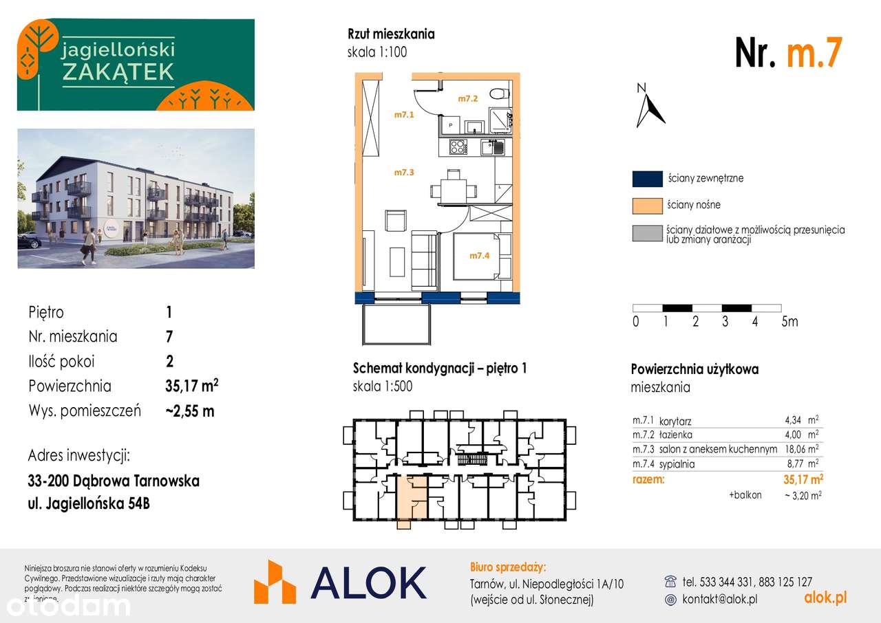 2 pokoje, Dąbrowa Tarnowska; 35,17m² ; już po odbiorze - Pełny obrazek: 5/19