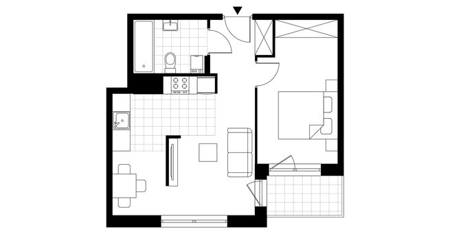 2-pokojowe mieszkanie 42m2 + loggia