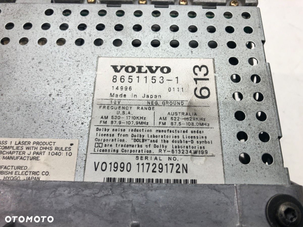 RADIO VOLVO S60 I (384) 2000 - 2010 2.4 103 kW [140 KM] benzyna 2000 - 2010 8651153 - 6