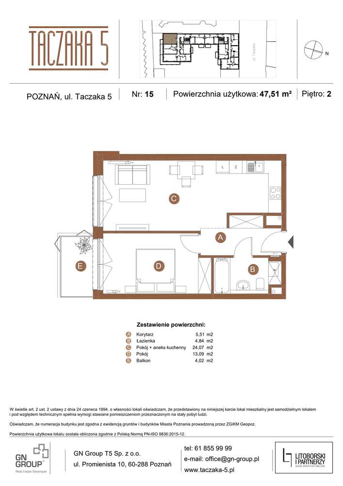 Taczaka 5 | apartament 2-pok. | 15 - Pełny obrazek: 3/9