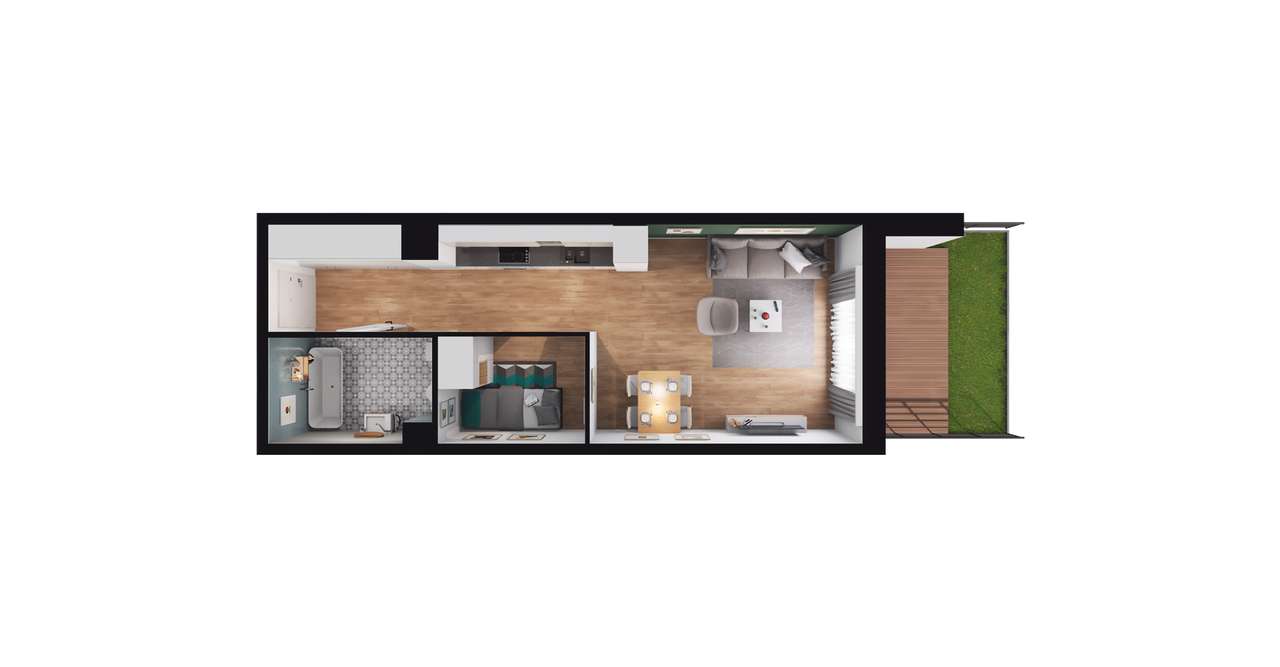 1-pokojowe mieszkanie 36m2 + ogródek Bez Prowizji - Pełny obrazek: 2/8