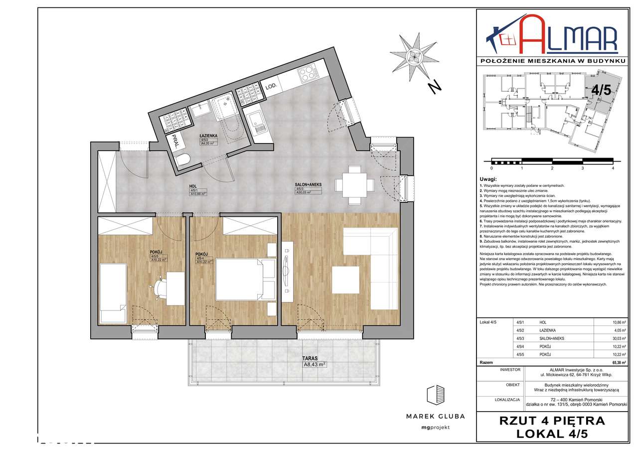 Kamień Pomorski -  ul. Wojska Polskiego 11 - Apartament 4/5 (33)-12