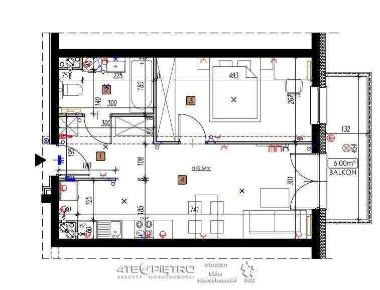 Gotowe | Koncertowa | 2 pokoje | 44m2 - Pełny obrazek: 2/2