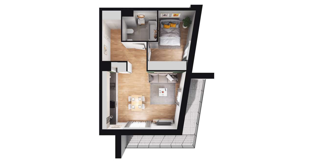 2-pokojowe mieszkanie 41m2 + balkon Bez Prowizji - Pełny obrazek: 3/7