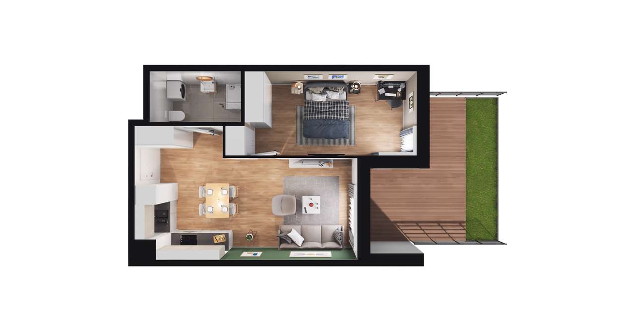 2-pokojowe mieszkanie 40m2 + ogródek Bez Prowizji - Pełny obrazek: 2/8