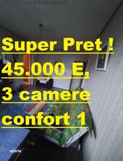 !!! PRET BOMBA  3 cam confort 1 ,etaj 3 SPATIOS  Hipodrom