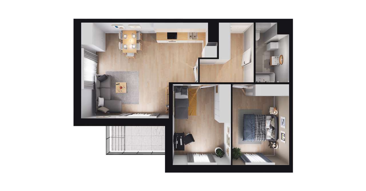 3-pokojowe mieszkanie 66m2 + balkon Bez Prowizji - Pełny obrazek: 2/5