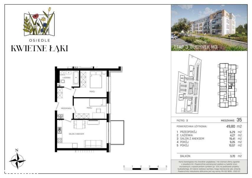 2-pokojowe mieszkanie 49m2 Bezpośrednio - Pełny obrazek: 2/6
