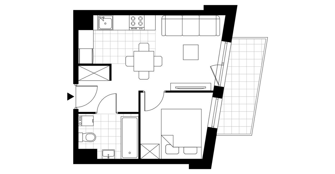 2-pokojowe mieszkanie 29m2 + balkon Bezpośrednio - Pełny obrazek: 4/7
